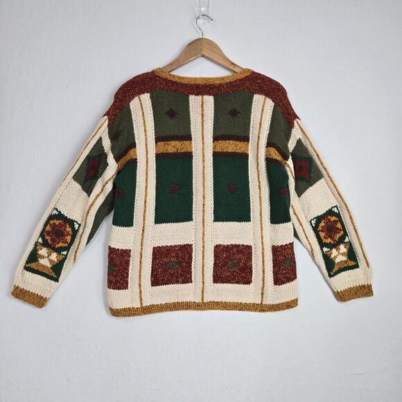 VTG Tony Lambert Cardigan Sweater S Ivory Multicolor Cabincore Cottagecore READ - Picture 7 of 15